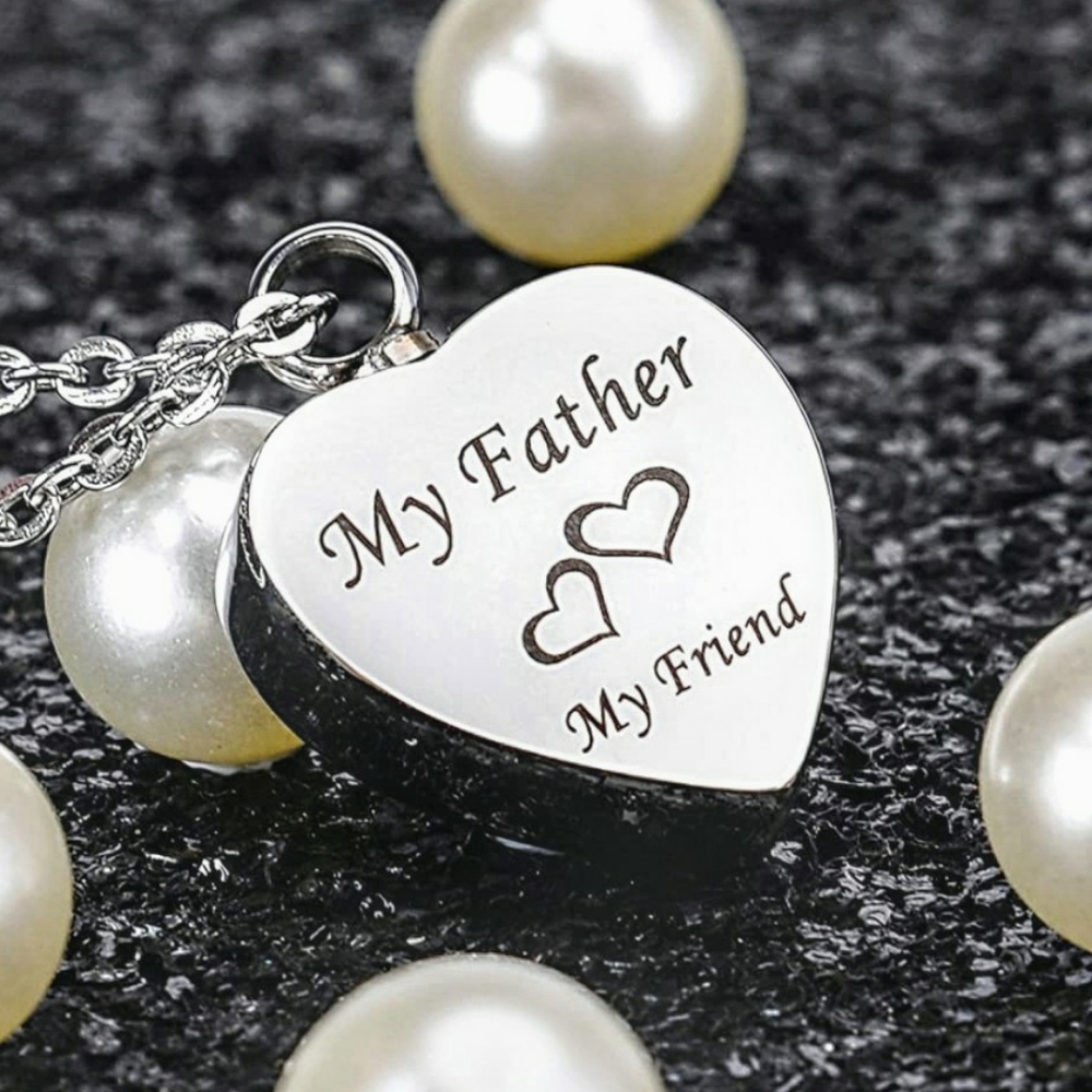 Heart Cremation Urn Pendant Necklace for Father